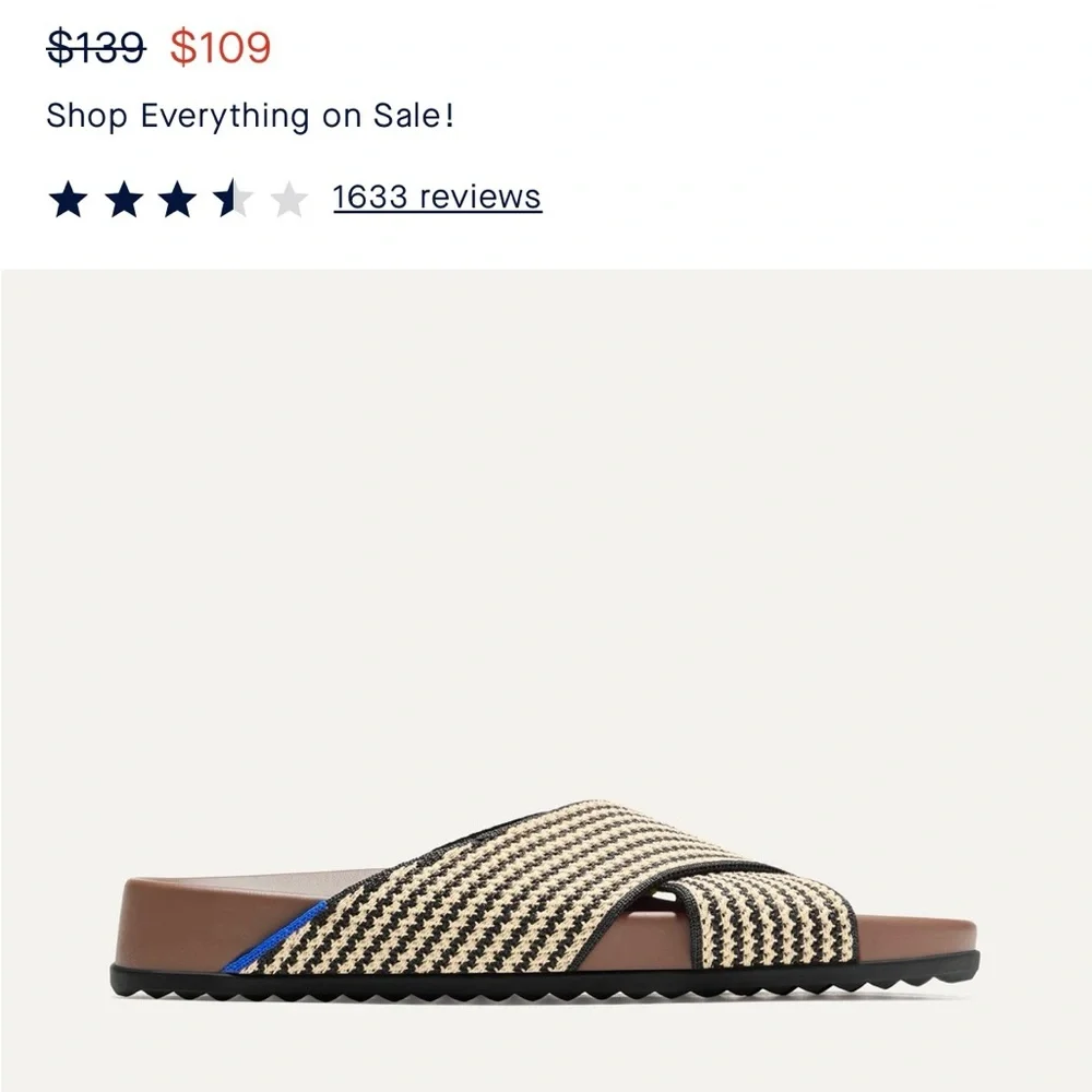Rothy’s Weekend Slides in Toffee Stripe Size 10 - Picture 7 of 9